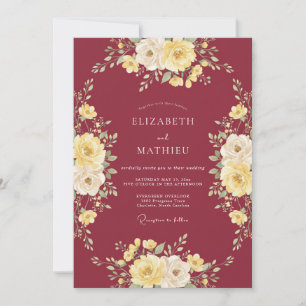 Invitación Boda Otoñal Lustrosa Granate