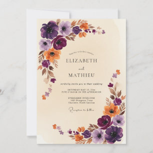 Invitación Boda Otoñal Majestuosa Ciruela
