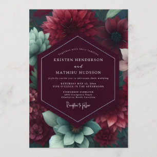 Invitación Boda Otoñal Majestuosa de Borgoña