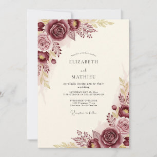 Invitación Boda Otoñal Majestuosa de Borgoña