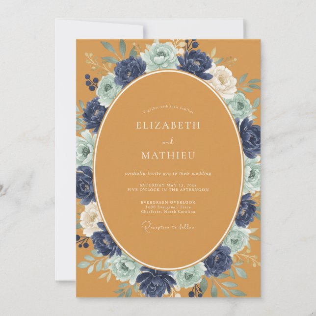 Invitación Boda Otoñal Malhumorada de Ocre (Anverso)