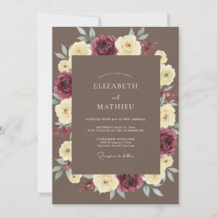 Invitación Boda Otoñal Marrón Malhumorada de Mocha