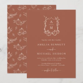 Invitación Boda Otoñal Monogramada