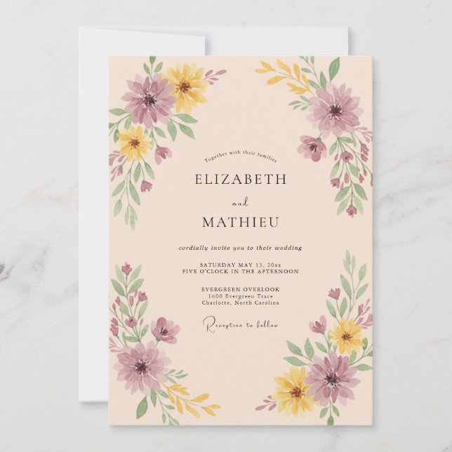 Invitación Boda Otoñal Muted Mauve (Anverso)