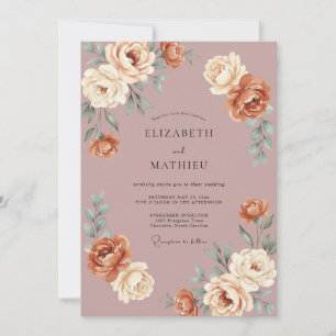 Invitación Boda Otoñal Opulenta Rosa Polvorienta