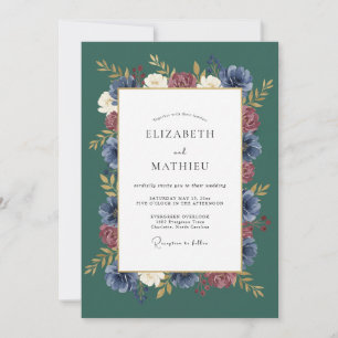 Invitación Boda Otoñal Oscura y Malhumorada Verde