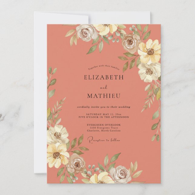 Invitación Boda Otoñal Pastoral de Óxido (Anverso)