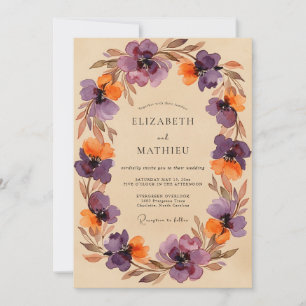 Invitación Boda Otoñal Pintada de Púrpura