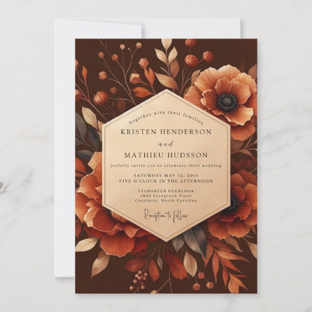 Invitación Boda Otoñal Pintoresca con Óxido (Anverso)