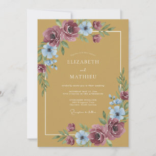 Invitación Boda Otoñal Radiante Amarillo Mostaza