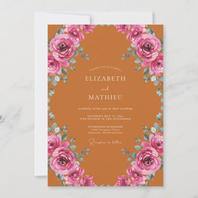 Invitación Boda Otoñal Radiante con Canela (Anverso)