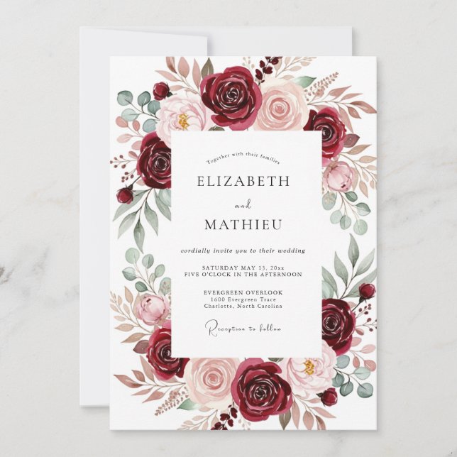 Invitación Boda Otoñal Real de Borgoña (Anverso)