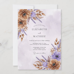 Invitación Boda Otoñal Refined Lavanda Bronce