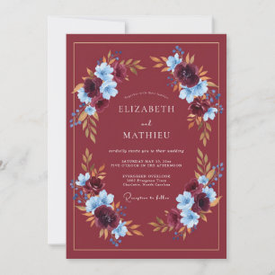 Invitación Boda Otoñal Regia Granate