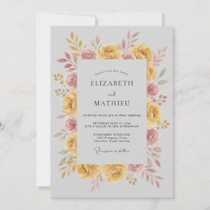 Invitación Boda Otoñal Resplandeciente de Amarillo Mostaza
