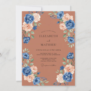 Invitación Boda Otoñal Resplandeciente de Terracota
