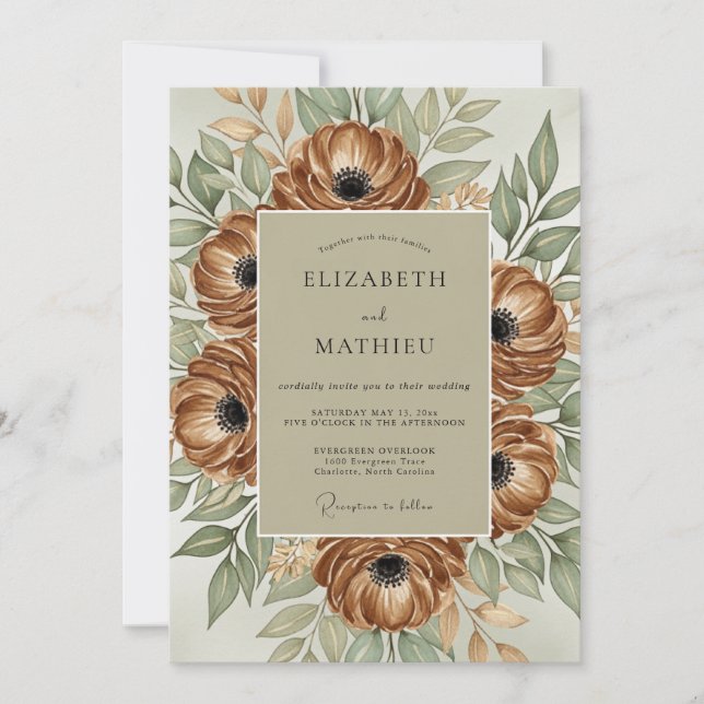 Invitación Boda Otoñal Rica en Cobre (Anverso)