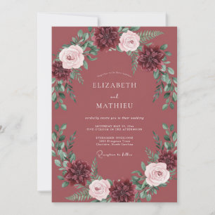 Invitación Boda Otoñal Romántica Malva