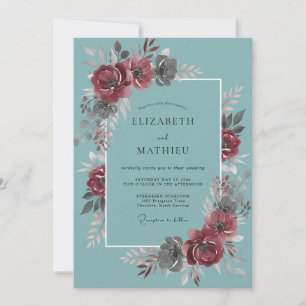 Invitación Boda Otoñal Rosa Turquesa