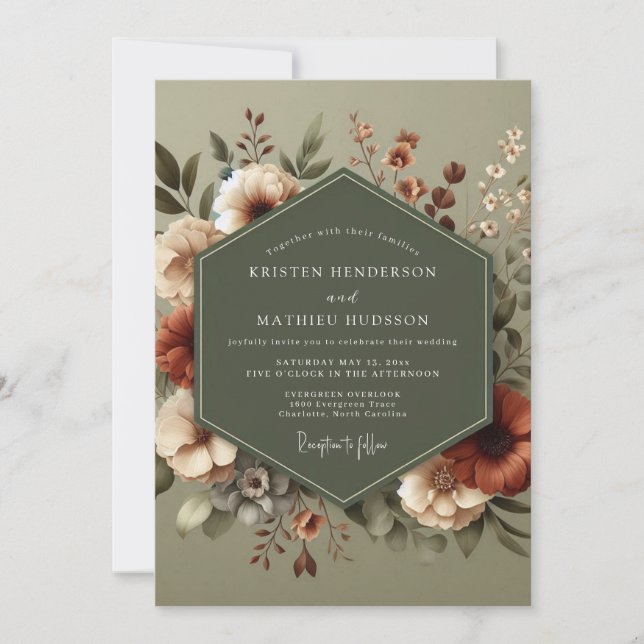 Invitación Boda Otoñal Russet Sage (Anverso)