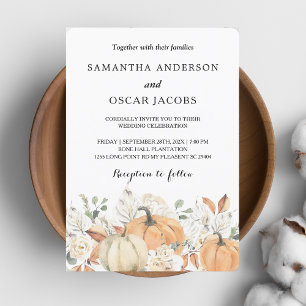 Invitación Boda Otoñal Rústica   Calabaza Acuarela