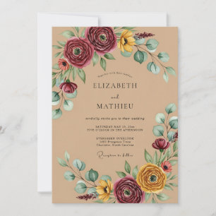 Invitación Boda Otoñal Rústica de Borgoña