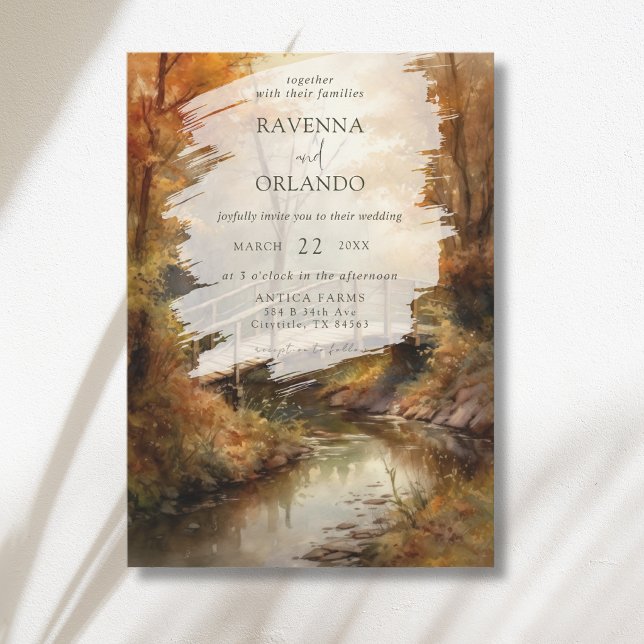 Invitación Boda Otoñal Rústica en Puente de Bosque (Subido por el creador)