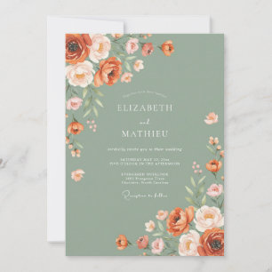 Invitación Boda Otoñal Rústica Verde Oliva