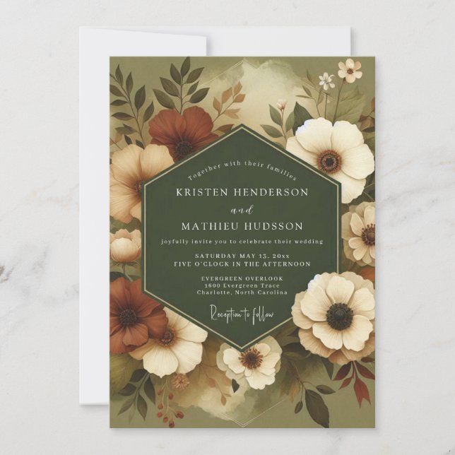Invitación Boda Otoñal Sage Sienna (Anverso)