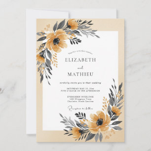 Invitación Boda Otoñal Serena de Amarillo Mostaza