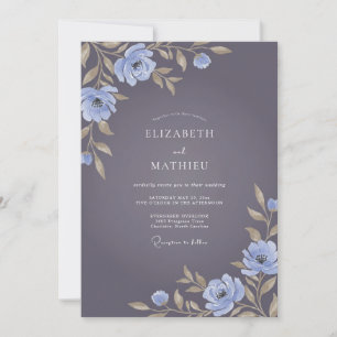 Invitación Boda Otoñal Serena de Púrpura Atenuada