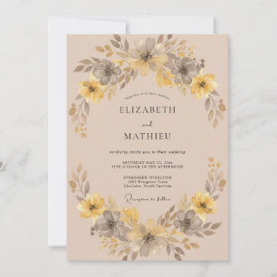 Invitación Boda Otoñal Serena en Ocre