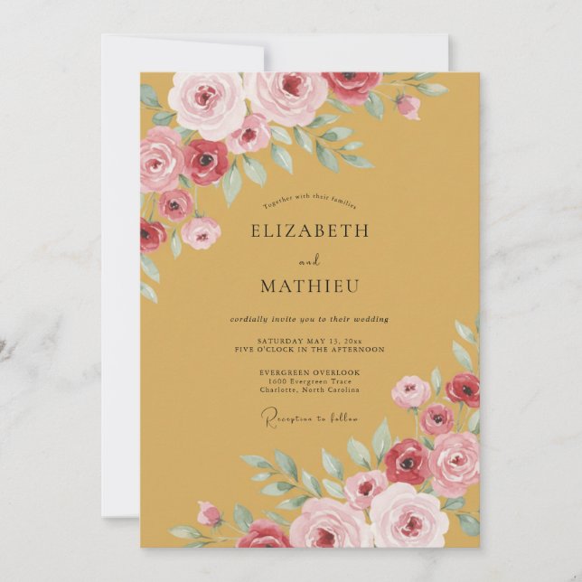 Invitación Boda Otoñal Suntuosa en Ocre (Anverso)
