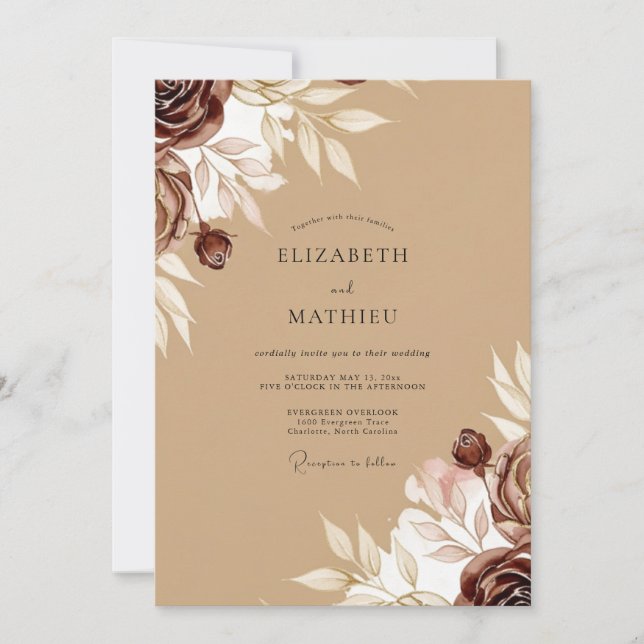 Invitación Boda Otoñal Tan Elegante (Anverso)