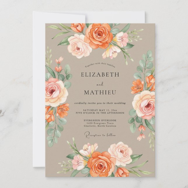 Invitación Boda Otoñal Tan Exuberante (Anverso)
