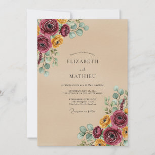 Invitación Boda Otoñal Tan Floral