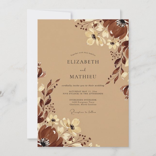 Invitación Boda Otoñal Tan Refinada (Anverso)