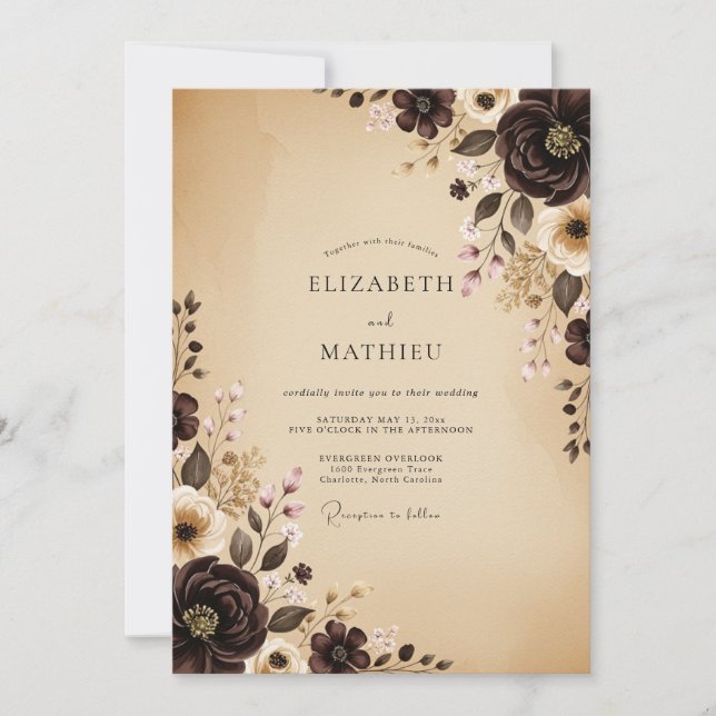 Invitación Boda Otoñal Tan Sofisticada (Anverso)