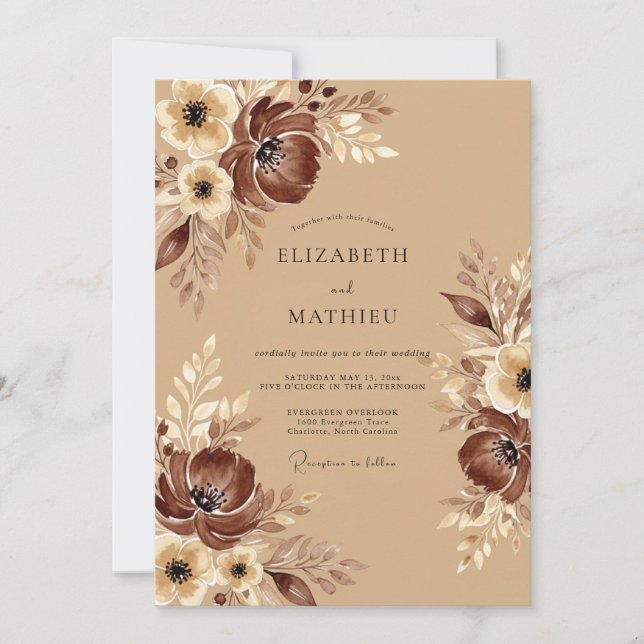Invitación Boda Otoñal Tan Sublime (Anverso)