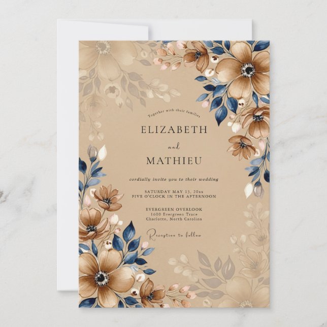 Invitación Boda Otoñal Tan Vintage (Anverso)