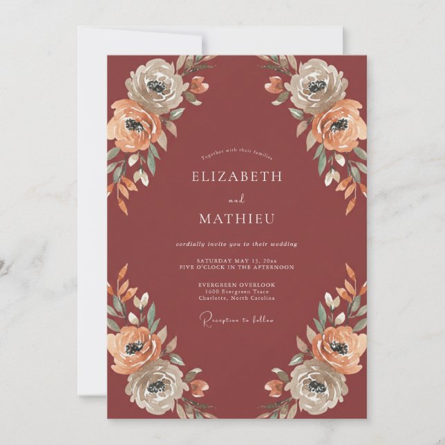 Invitación Boda Otoñal Terracota Audaz (Anverso)