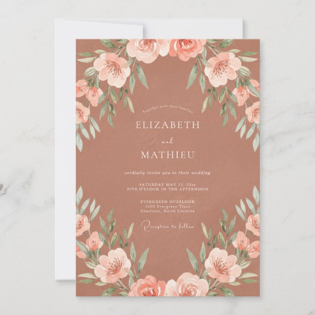 Invitación Boda Otoñal Terracota Terroso (Anverso)