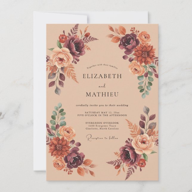 Invitación Boda Otoñal Terrosa de Albaricoque (Anverso)