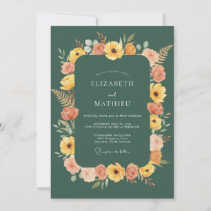 Invitación Boda Otoñal Terrosa de Verde Cazador