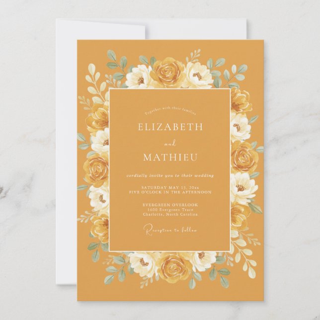 Invitación Boda Otoñal Terrosa Mostaza (Anverso)