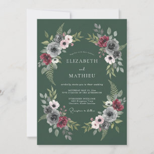 Invitación Boda Otoñal Verde Cazador Malhumorado