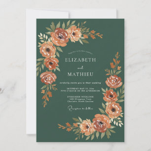 Invitación Boda Otoñal Verde Exuberante del Bosque