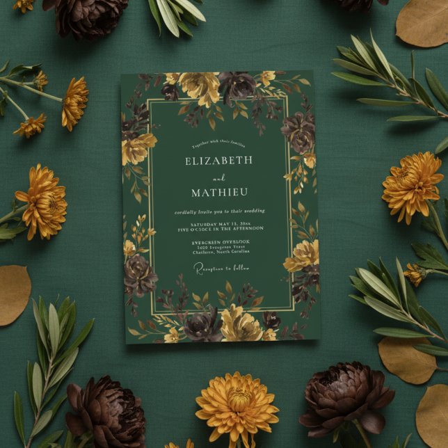 Invitación Boda Otoñal Verde Forestal Malhumorada (Subido por el creador)