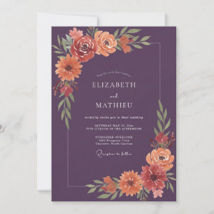 Invitación Boda Otoñal Vibrante de Ciruela