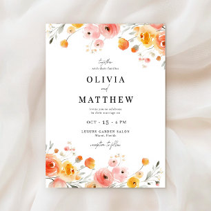 Invitación Boda otoño acuarela moderna floral rústica